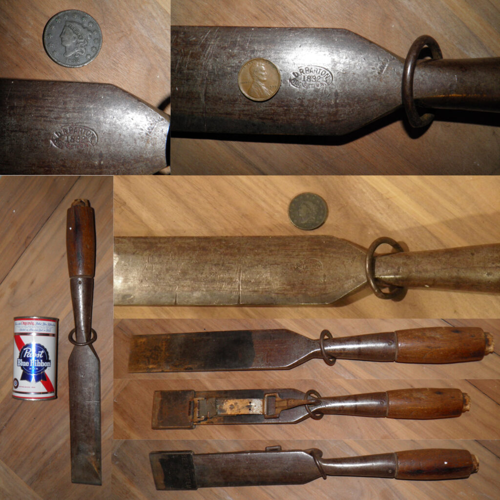 Oval D. R. Barton 1832 Rochester N. Y. 2" Heavy Socket Framing Chisel Overall Length 8" Blade 17 1/2" Lg